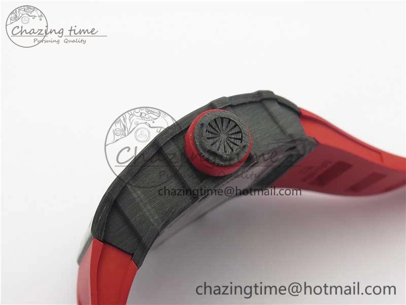 RM035-02 Real Forge Carbon Z+F 1:1 Best Edition Skeleton Dial on Red Rubber Strap NH05A Elegant 9451