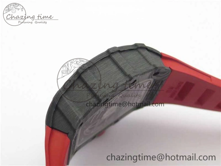 RM035-02 Real Forge Carbon Z+F 1:1 Best Edition Skeleton Dial on Red Rubber Strap NH05A Elegant 9451