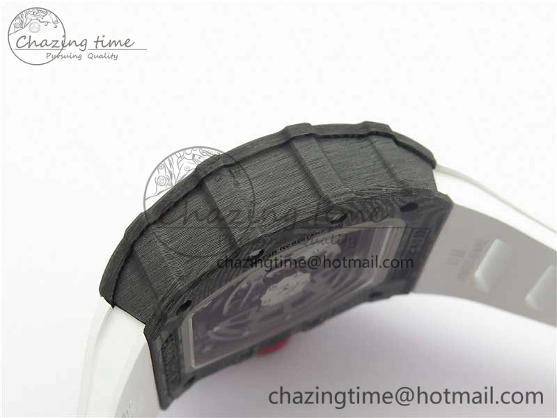 RM035-02 Real Forge Carbon Z+F 1:1 Best Edition Skeleton Dial on White Rubber Strap NH05A Timeless 9452