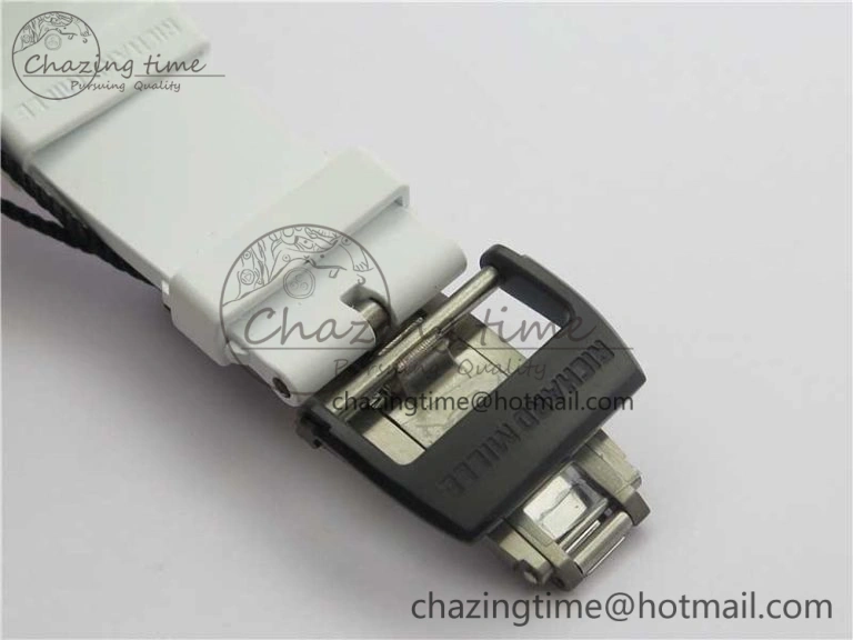 RM035-02 Real Forge Carbon Z+F 1:1 Best Edition Skeleton Dial on White Rubber Strap NH05A Timeless 9452