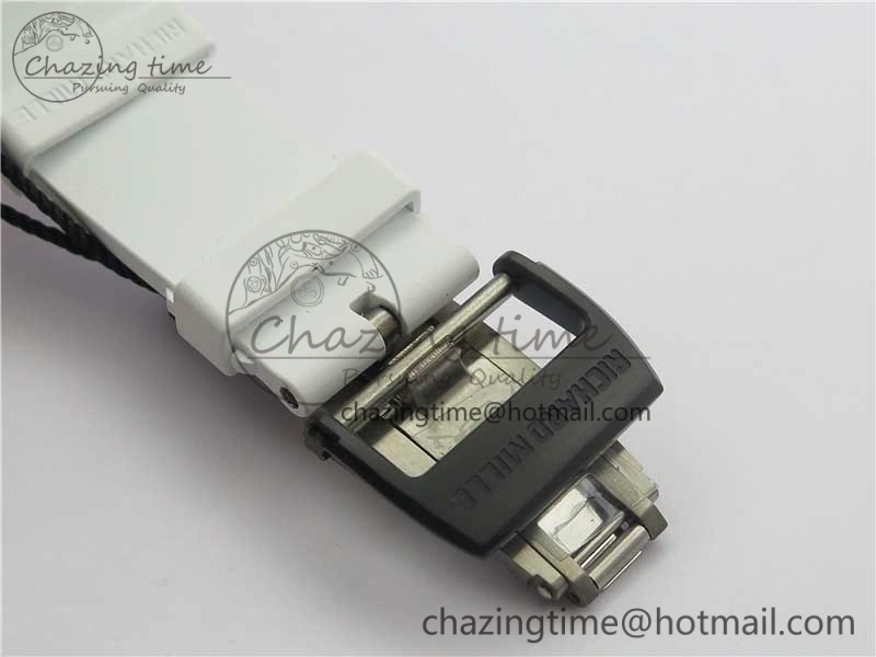 RM035-02 Real Forge Carbon Z+F 1:1 Best Edition Skeleton Dial on White Rubber Strap NH05A Timeless 9452