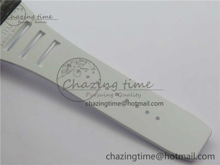 RM035-02 Real Forge Carbon Z+F 1:1 Best Edition Skeleton Dial on White Rubber Strap NH05A Timeless 9452