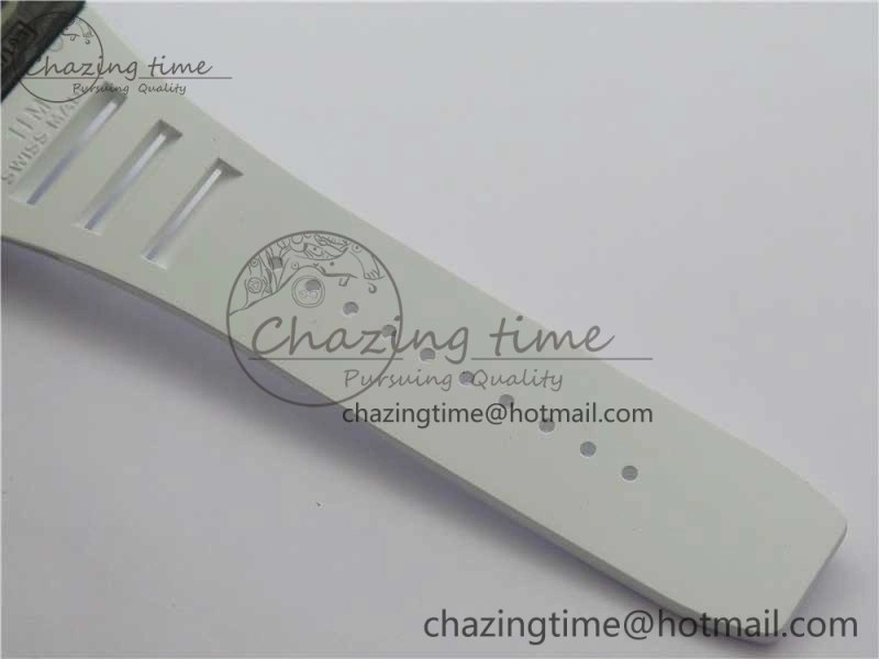 RM035-02 Real Forge Carbon Z+F 1:1 Best Edition Skeleton Dial on White Rubber Strap NH05A Timeless 9452