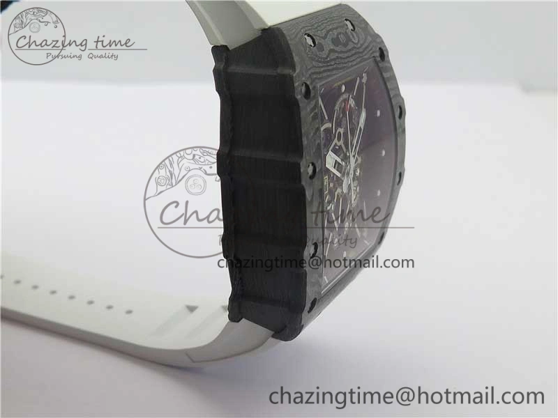 RM035-02 Real Forge Carbon Z+F 1:1 Best Edition Skeleton Dial on White Rubber Strap NH05A Timeless 9452