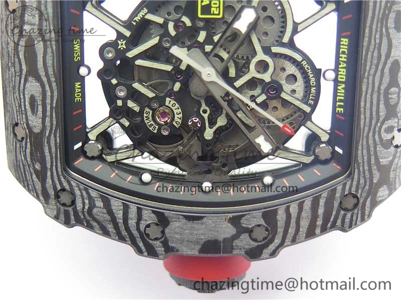 RM035-02 Real Forge Carbon Z+F 1:1 Best Edition Skeleton Dial on White Rubber Strap NH05A Timeless 9452
