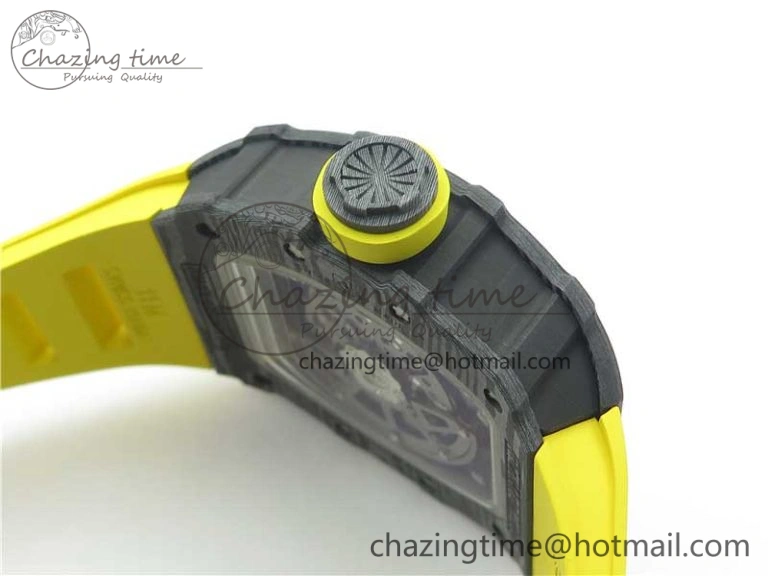 RM035-02 Real Forge Carbon Z+F 1:1 Best Edition Skeleton Dial on Yellow Rubber Strap NH05A Refined 9416