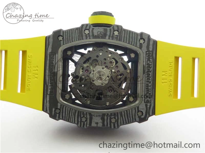 RM035-02 Real Forge Carbon Z+F 1:1 Best Edition Skeleton Dial on Yellow Rubber Strap NH05A Refined 9416