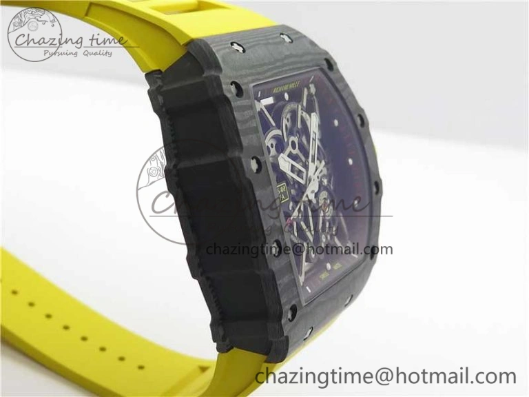 RM035-02 Real Forge Carbon Z+F 1:1 Best Edition Skeleton Dial on Yellow Rubber Strap NH05A Refined 9416