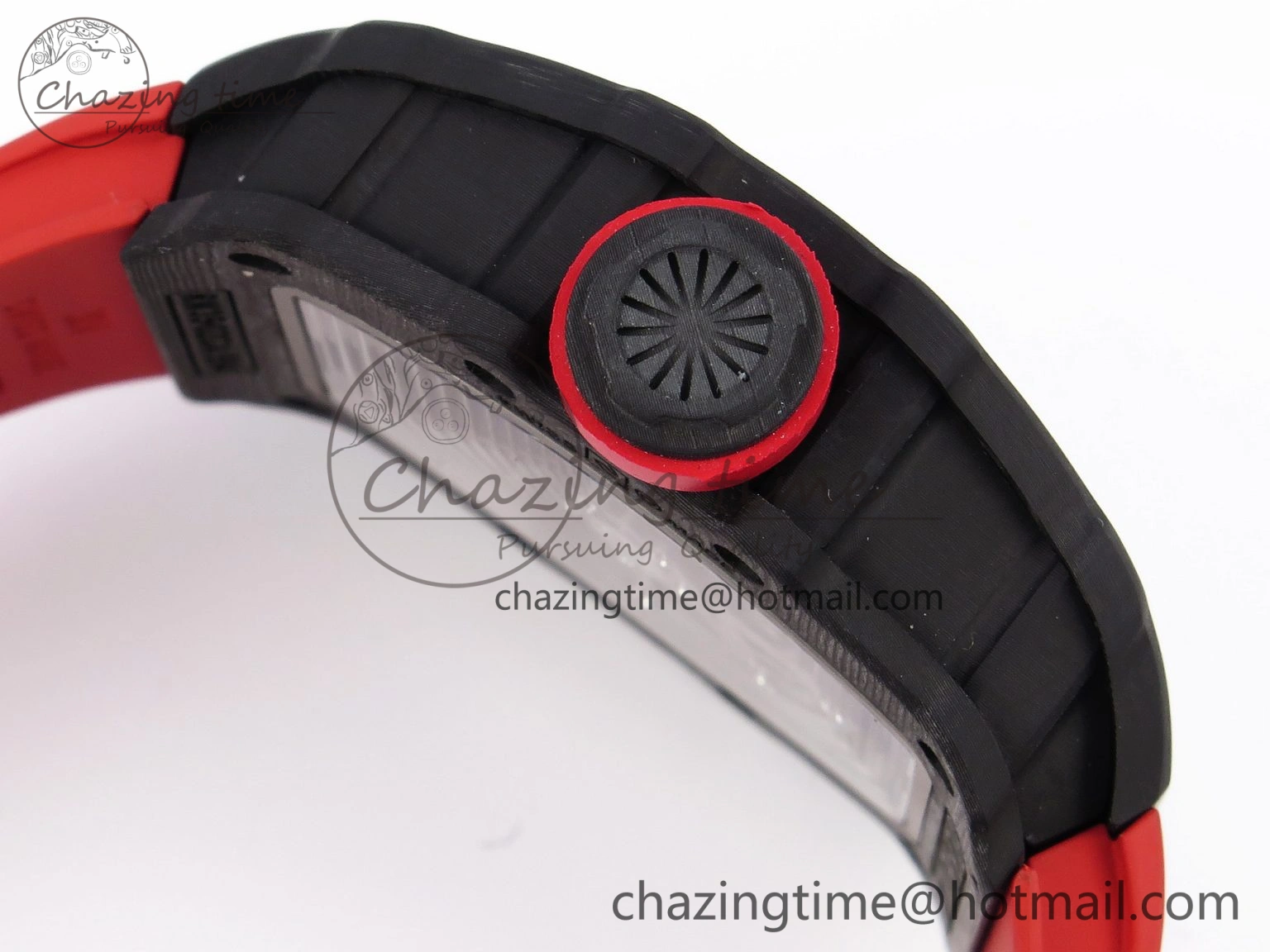 Comfortable RM035-02 Real NTPT T+F 1:1 Best Edition Skeleton Dial on Red Rubber Strap 9338