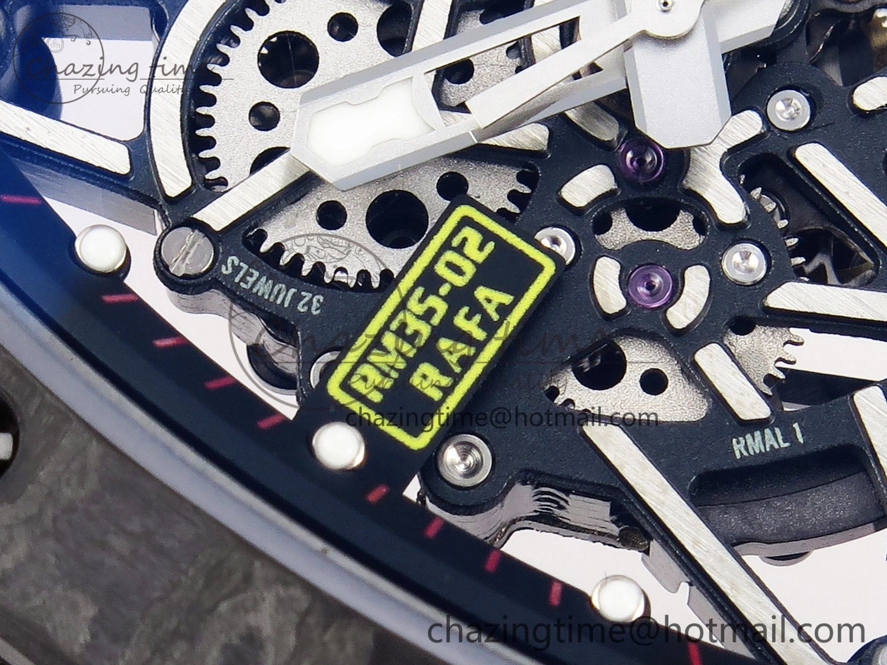Comfortable RM035-02 Real NTPT T+F 1:1 Best Edition Skeleton Dial on Red Rubber Strap 9338