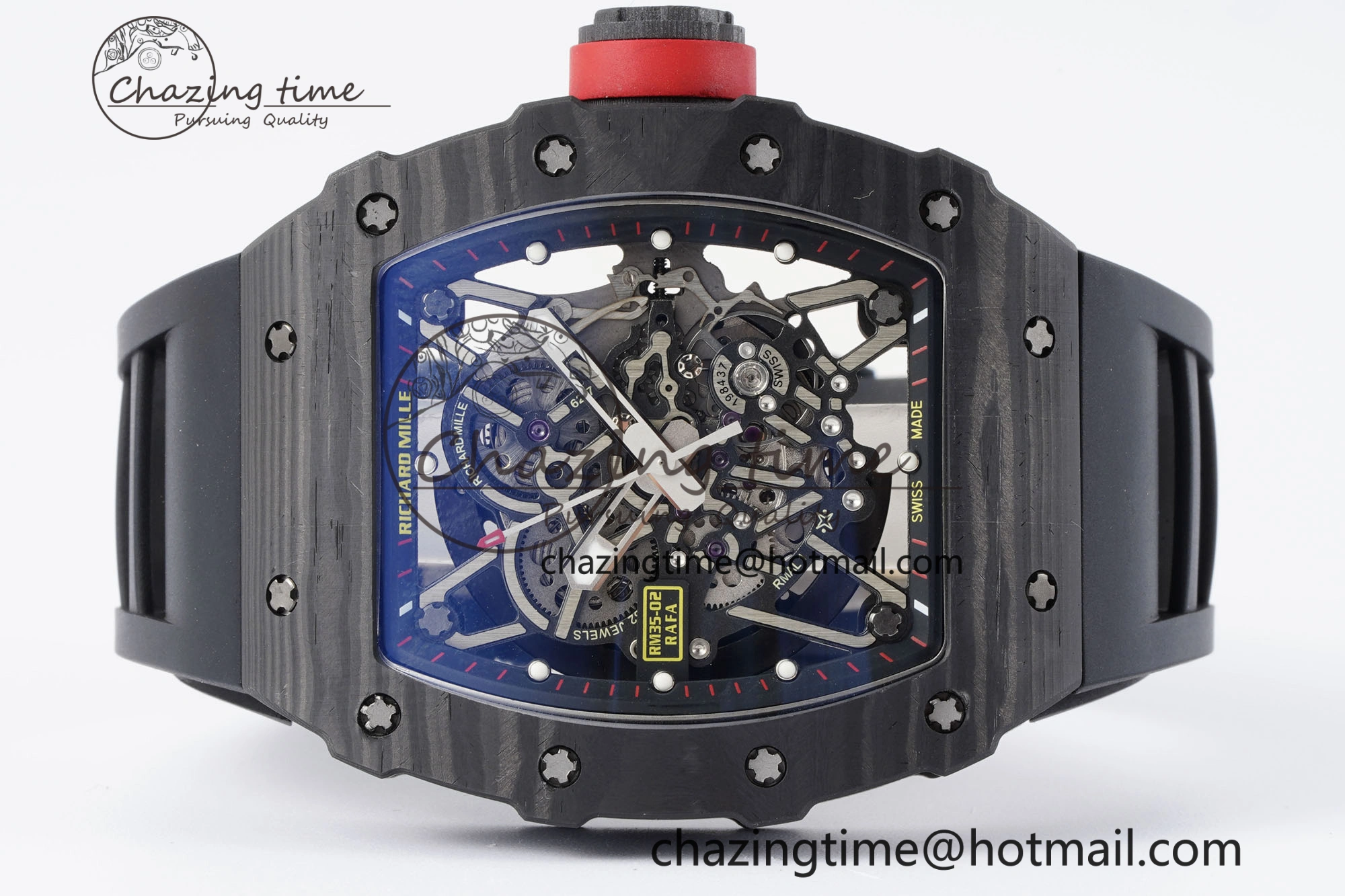EasyMatch RM035-02 Real NTPT ZF 1:1 Best Edition Skeleton Dial on Black Rubber Strap NH05A V3+ 9344