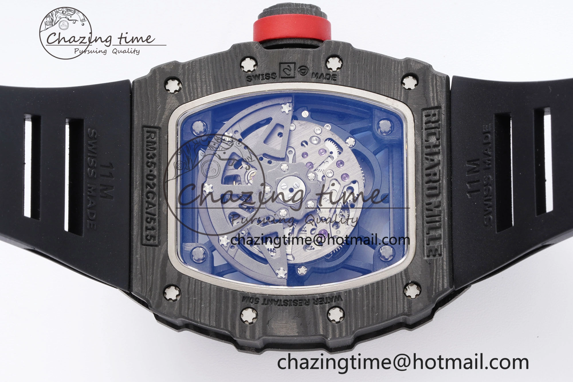 EasyMatch RM035-02 Real NTPT ZF 1:1 Best Edition Skeleton Dial on Black Rubber Strap NH05A V3+ 9344