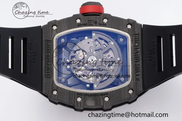 EasyMatch RM035-02 Real NTPT ZF 1:1 Best Edition Skeleton Dial on Black Rubber Strap NH05A V3+ 9344