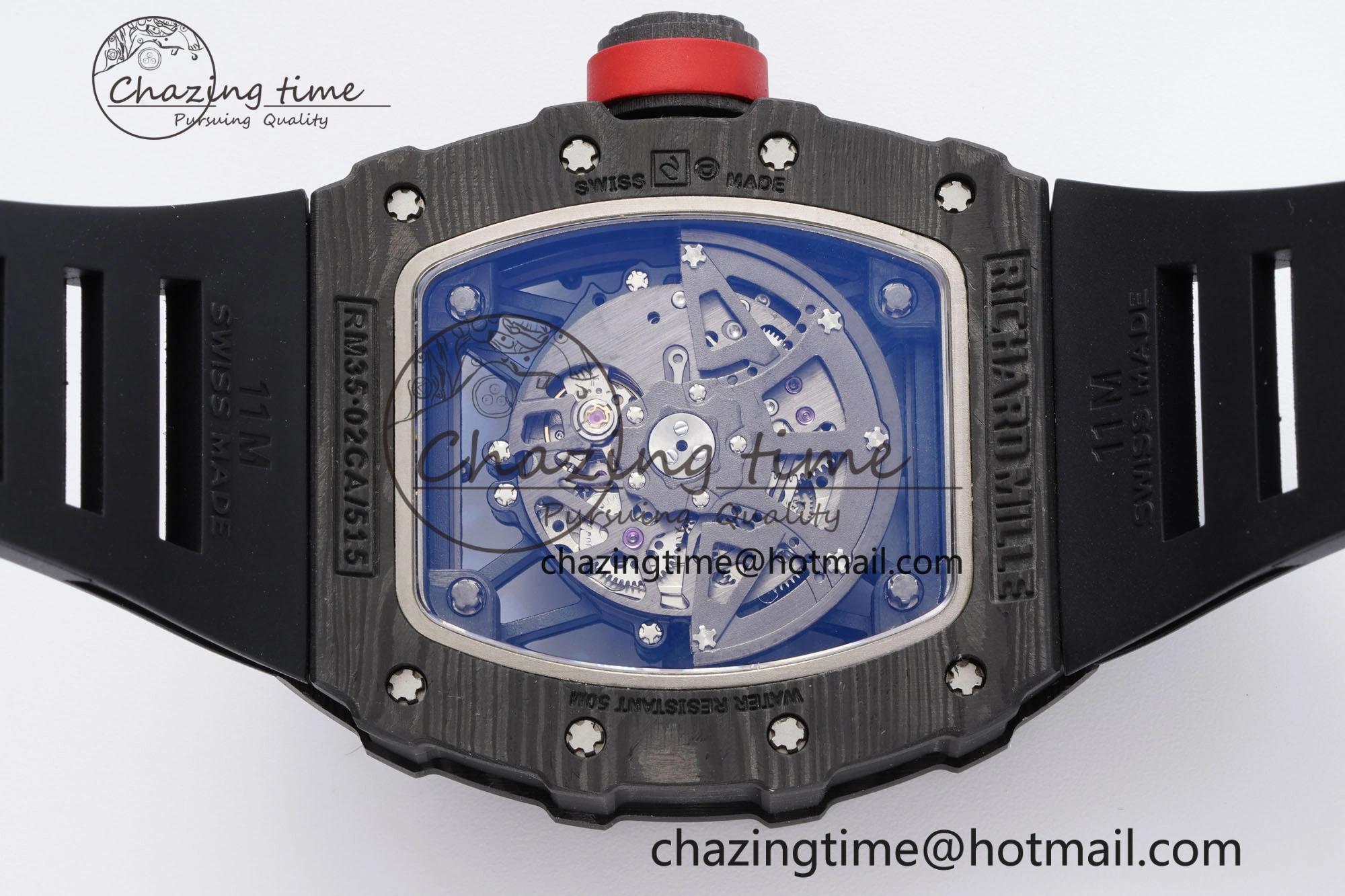 EasyMatch RM035-02 Real NTPT ZF 1:1 Best Edition Skeleton Dial on Black Rubber Strap NH05A V3+ 9344