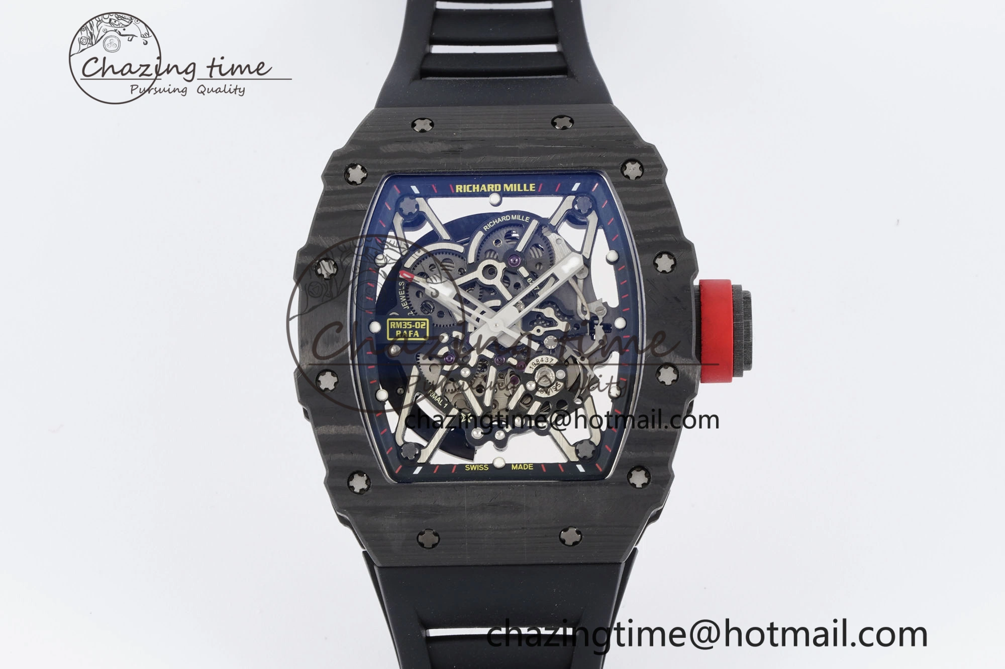 EasyMatch RM035-02 Real NTPT ZF 1:1 Best Edition Skeleton Dial on Black Rubber Strap NH05A V3+ 9344