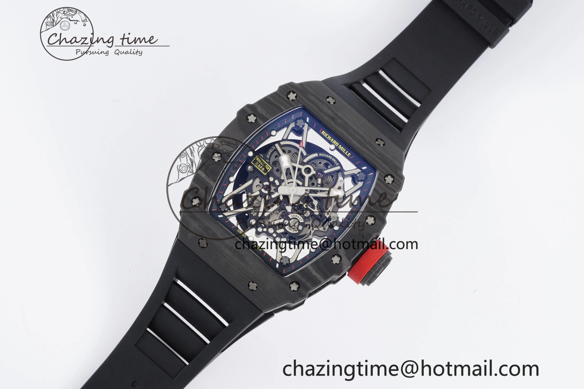 EasyMatch RM035-02 Real NTPT ZF 1:1 Best Edition Skeleton Dial on Black Rubber Strap NH05A V3+ 9344