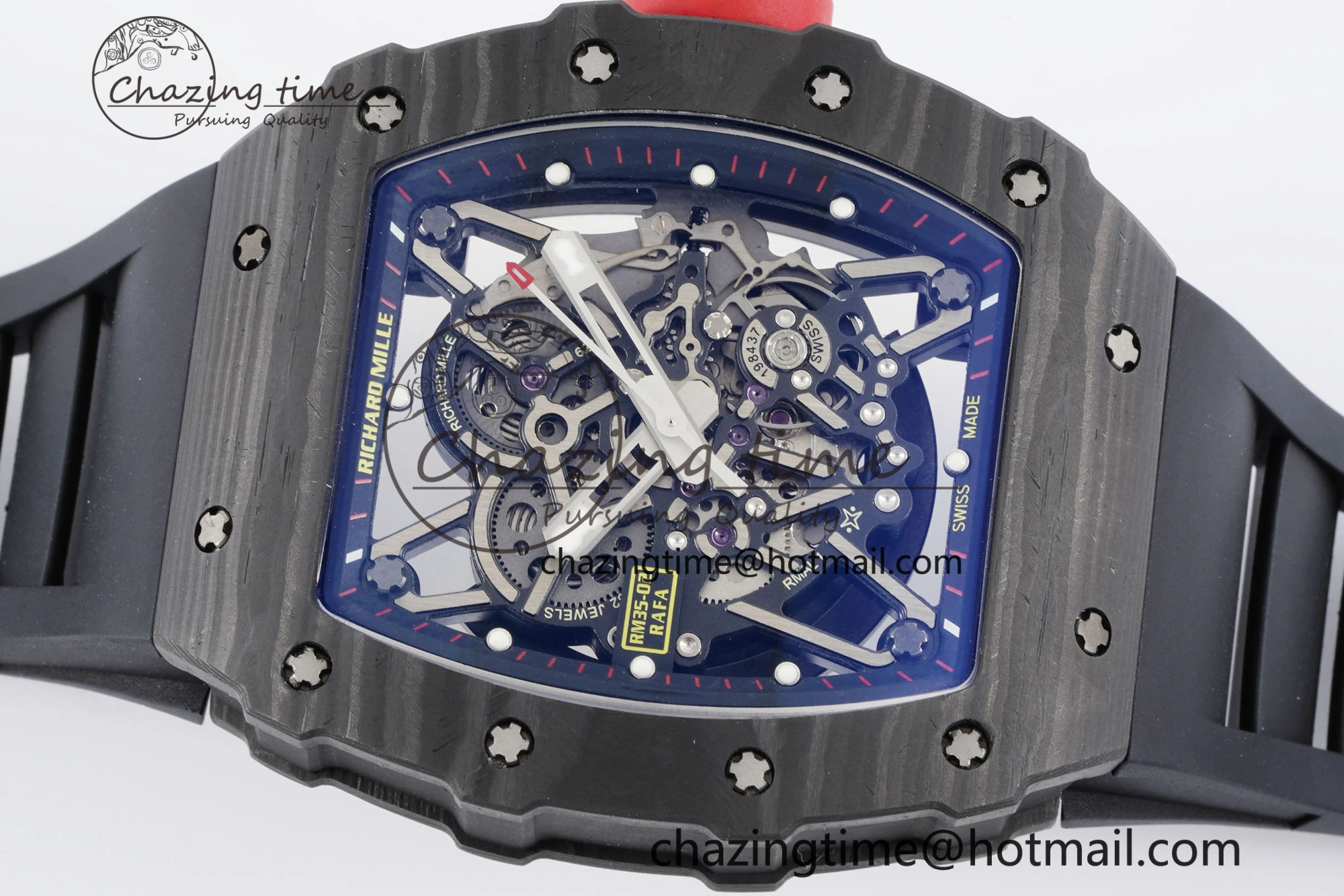 EasyMatch RM035-02 Real NTPT ZF 1:1 Best Edition Skeleton Dial on Black Rubber Strap NH05A V3+ 9344