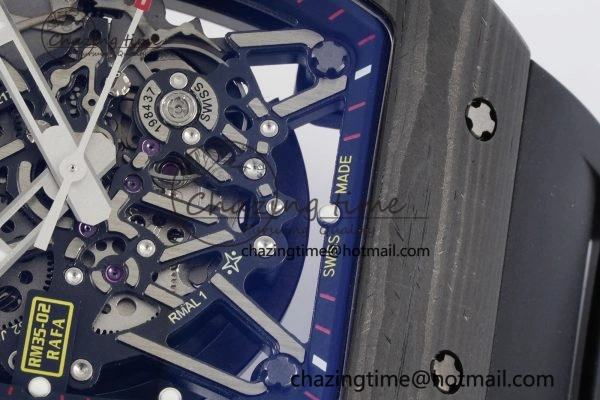 EasyMatch RM035-02 Real NTPT ZF 1:1 Best Edition Skeleton Dial on Black Rubber Strap NH05A V3+ 9344