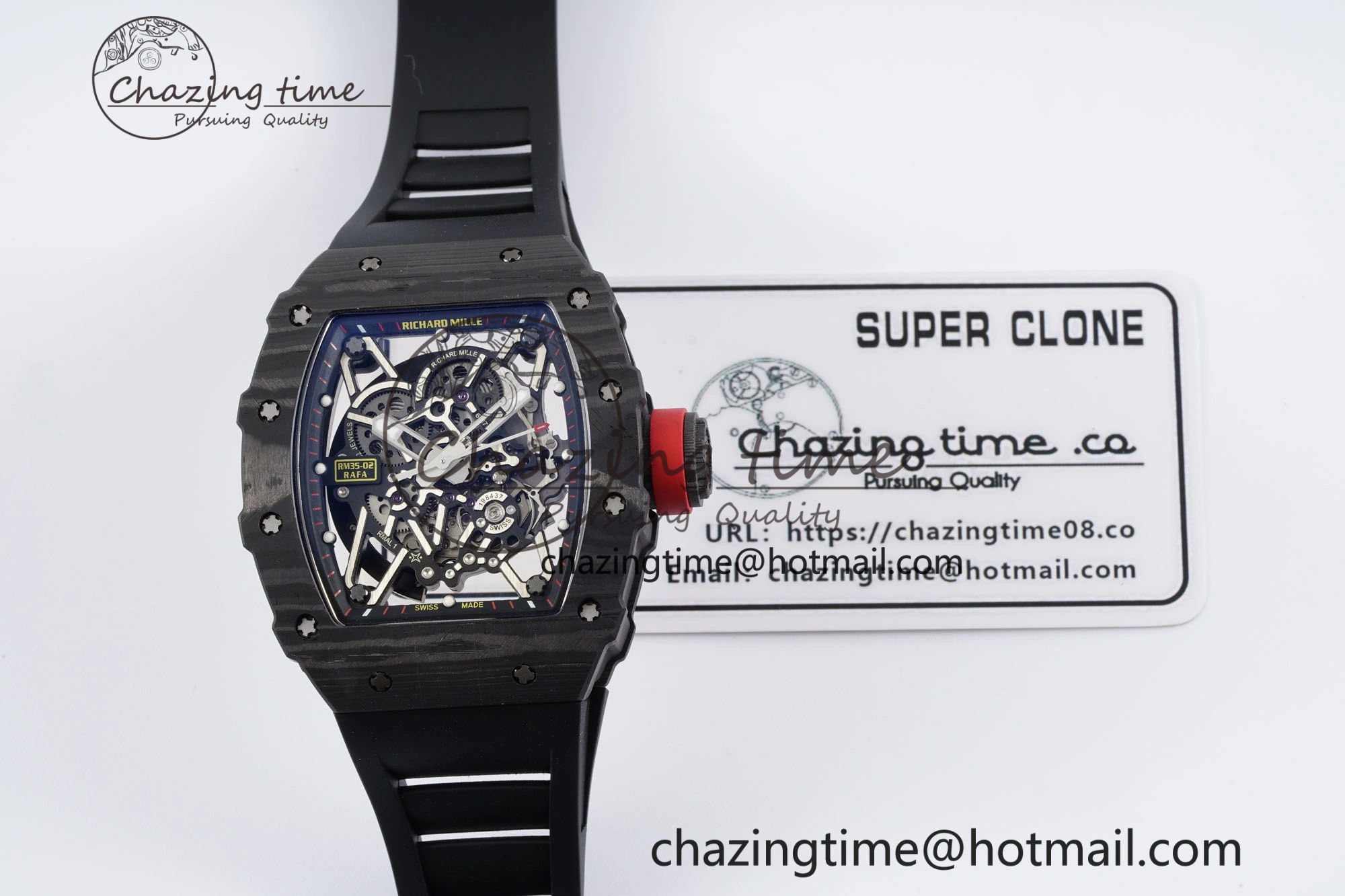 EasyMatch RM035-02 Real NTPT ZF 1:1 Best Edition Skeleton Dial on Black Rubber Strap NH05A V3+ 9344