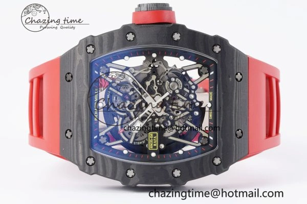 Premium RM035-02 Real NTPT ZF 1:1 Best Edition Skeleton Dial on Red Rubber Strap NH05A V3+ 9346