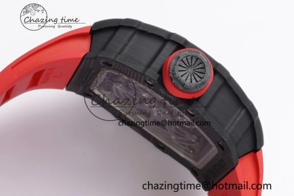 Premium RM035-02 Real NTPT ZF 1:1 Best Edition Skeleton Dial on Red Rubber Strap NH05A V3+ 9346