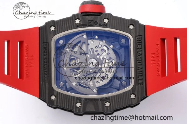 Premium RM035-02 Real NTPT ZF 1:1 Best Edition Skeleton Dial on Red Rubber Strap NH05A V3+ 9346