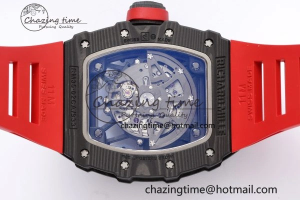 Premium RM035-02 Real NTPT ZF 1:1 Best Edition Skeleton Dial on Red Rubber Strap NH05A V3+ 9346