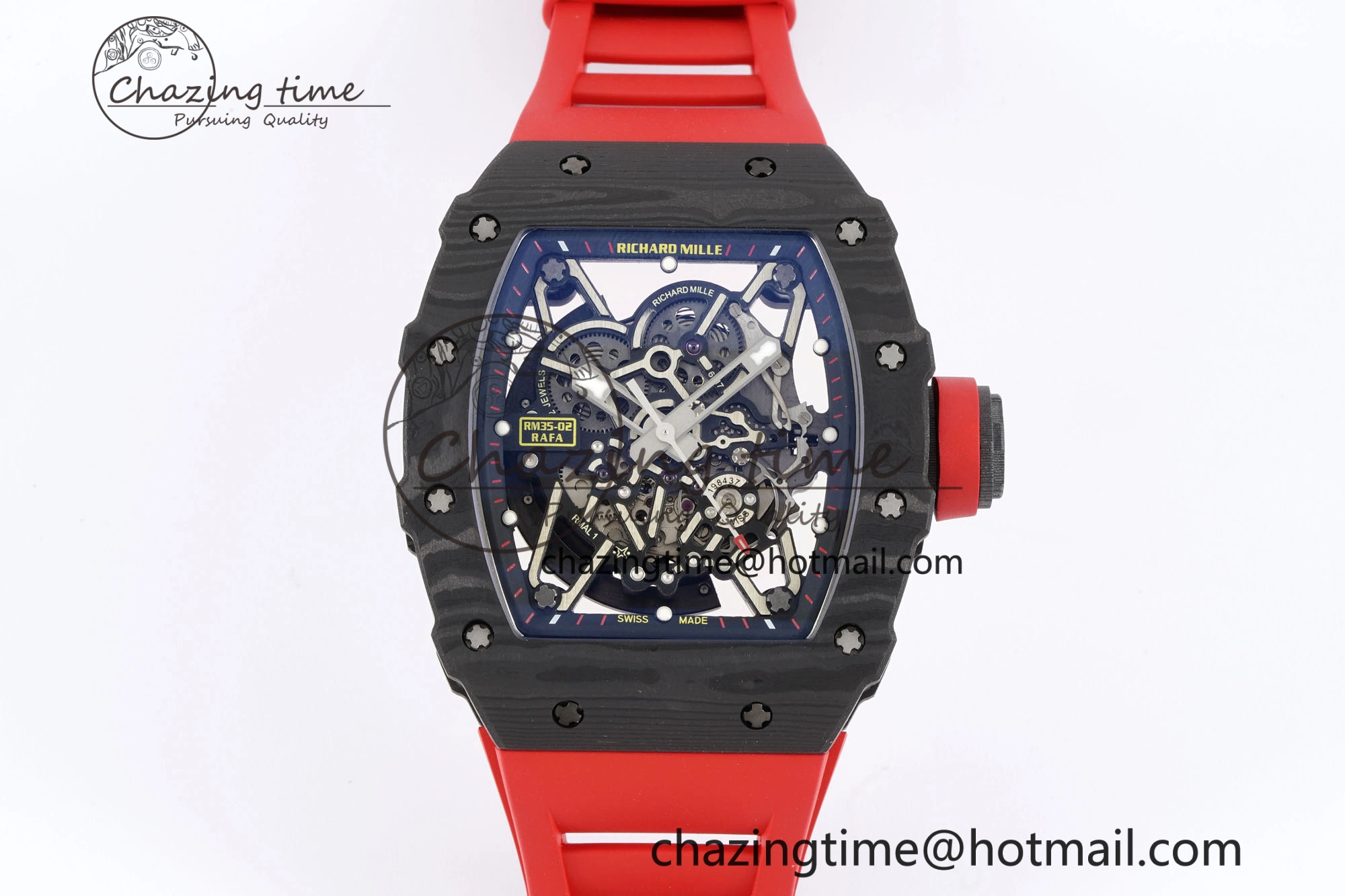 Premium RM035-02 Real NTPT ZF 1:1 Best Edition Skeleton Dial on Red Rubber Strap NH05A V3+ 9346