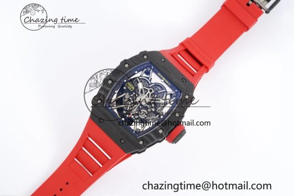 Premium RM035-02 Real NTPT ZF 1:1 Best Edition Skeleton Dial on Red Rubber Strap NH05A V3+ 9346