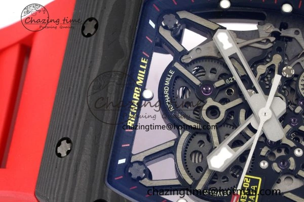 Premium RM035-02 Real NTPT ZF 1:1 Best Edition Skeleton Dial on Red Rubber Strap NH05A V3+ 9346