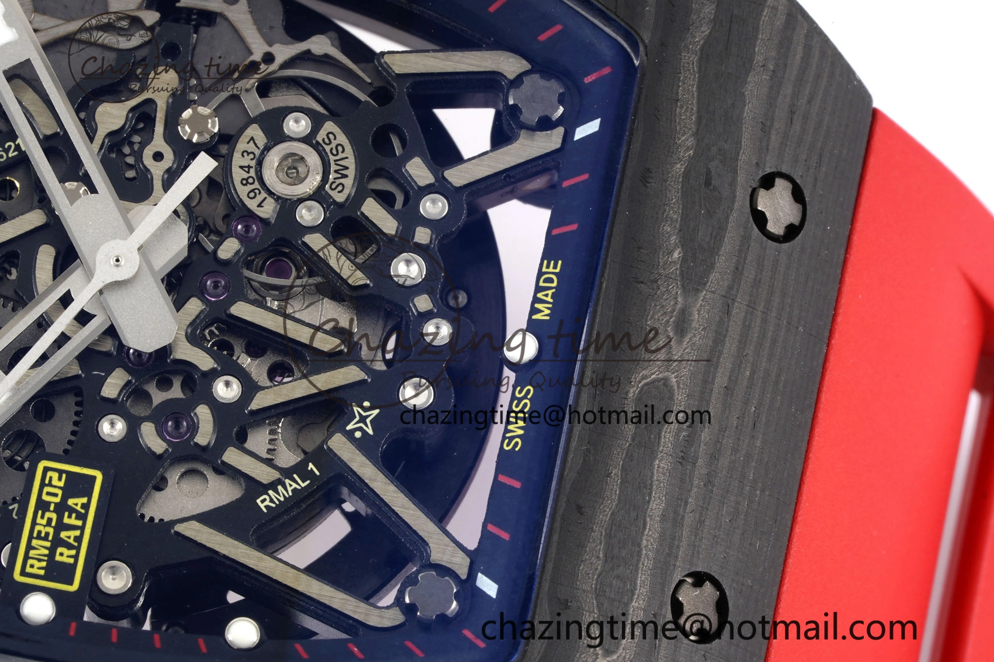 Premium RM035-02 Real NTPT ZF 1:1 Best Edition Skeleton Dial on Red Rubber Strap NH05A V3+ 9346