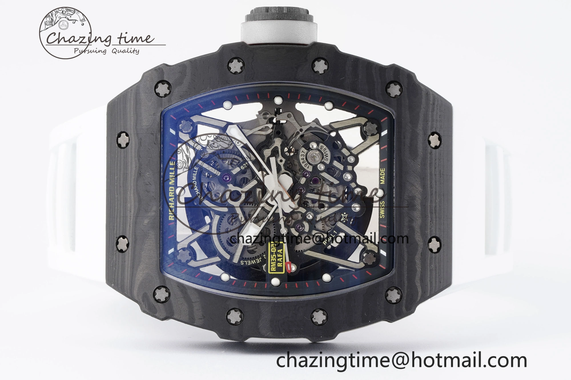 Original RM035-02 Real NTPT ZF 1:1 Best Edition Skeleton Dial on White Rubber Strap NH05A V3+ 9345