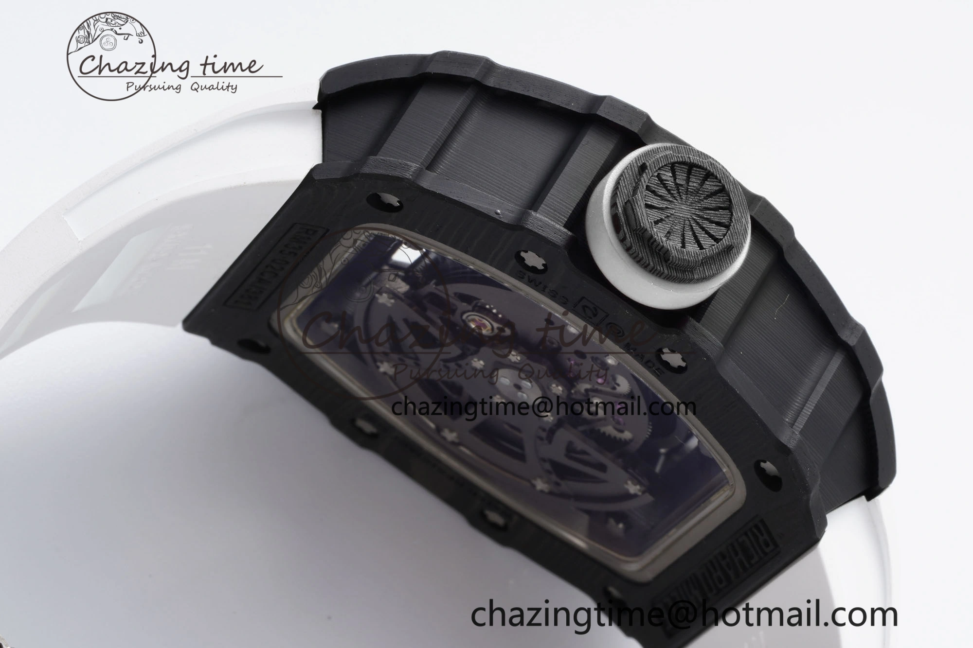 Original RM035-02 Real NTPT ZF 1:1 Best Edition Skeleton Dial on White Rubber Strap NH05A V3+ 9345
