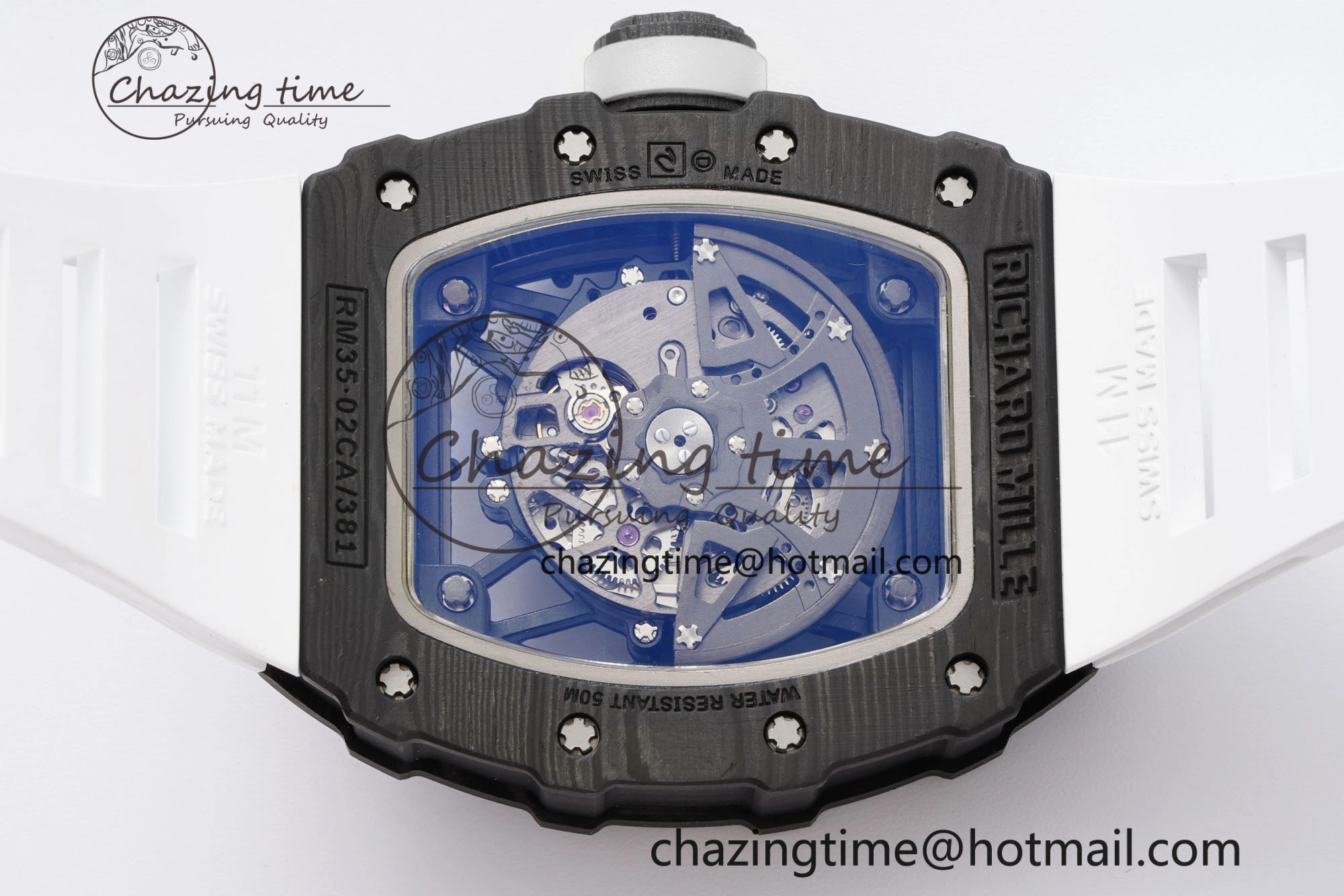 Original RM035-02 Real NTPT ZF 1:1 Best Edition Skeleton Dial on White Rubber Strap NH05A V3+ 9345