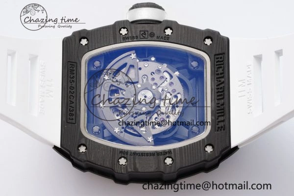 Original RM035-02 Real NTPT ZF 1:1 Best Edition Skeleton Dial on White Rubber Strap NH05A V3+ 9345