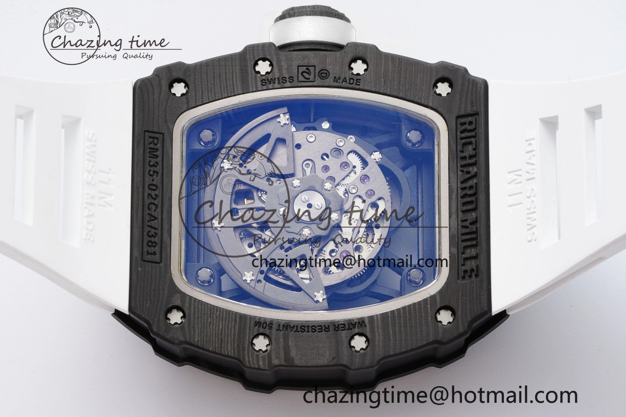 Original RM035-02 Real NTPT ZF 1:1 Best Edition Skeleton Dial on White Rubber Strap NH05A V3+ 9345