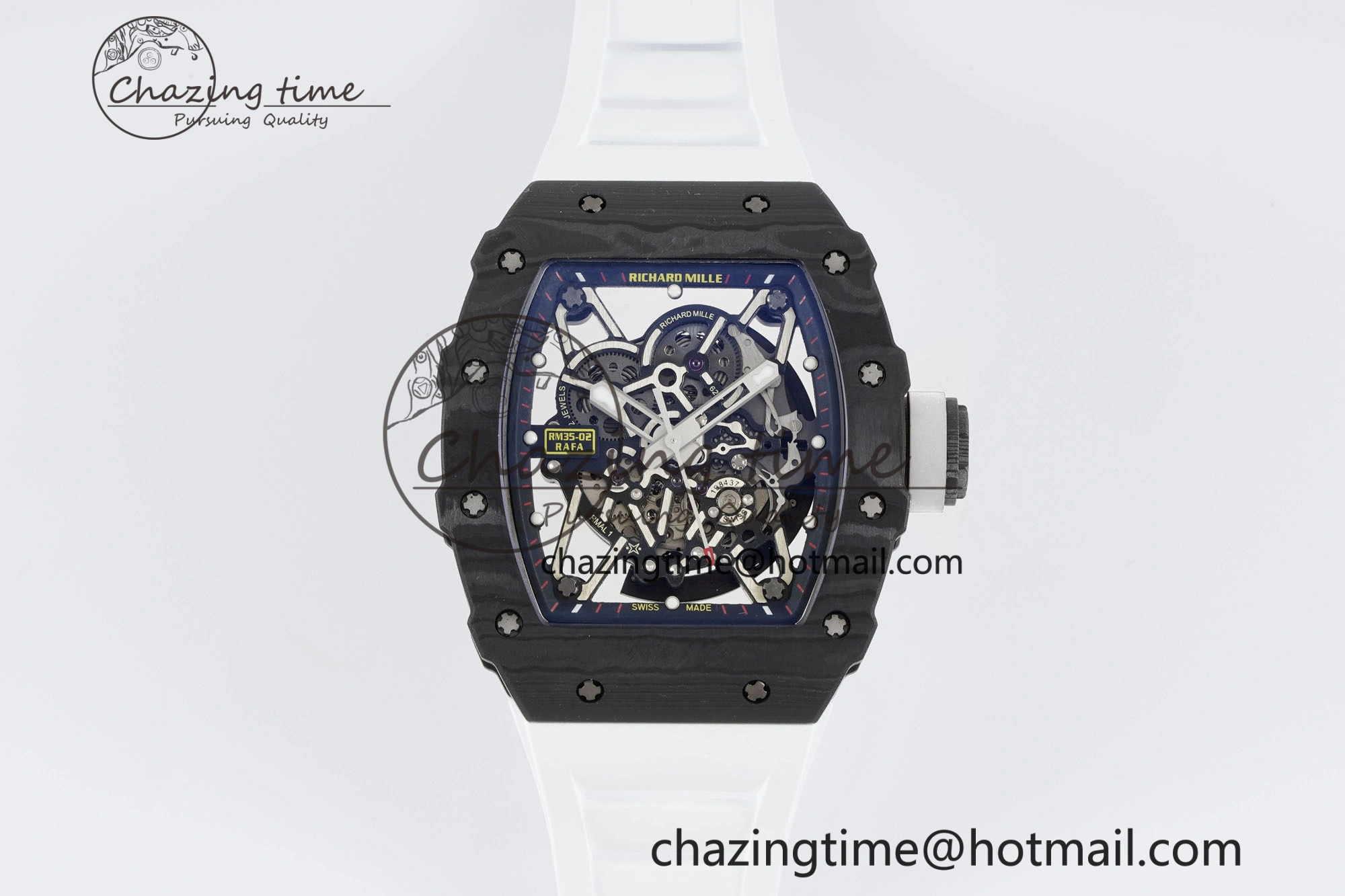 Original RM035-02 Real NTPT ZF 1:1 Best Edition Skeleton Dial on White Rubber Strap NH05A V3+ 9345