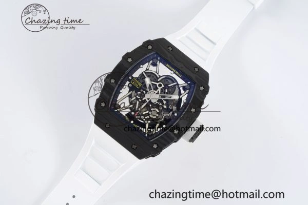 Original RM035-02 Real NTPT ZF 1:1 Best Edition Skeleton Dial on White Rubber Strap NH05A V3+ 9345