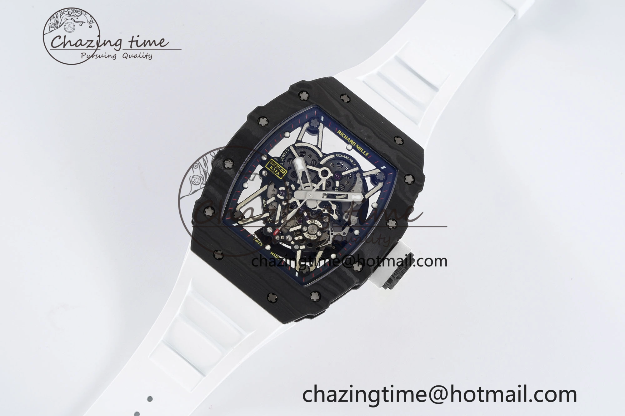 Original RM035-02 Real NTPT ZF 1:1 Best Edition Skeleton Dial on White Rubber Strap NH05A V3+ 9345