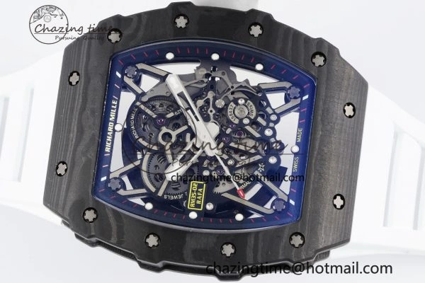 Original RM035-02 Real NTPT ZF 1:1 Best Edition Skeleton Dial on White Rubber Strap NH05A V3+ 9345