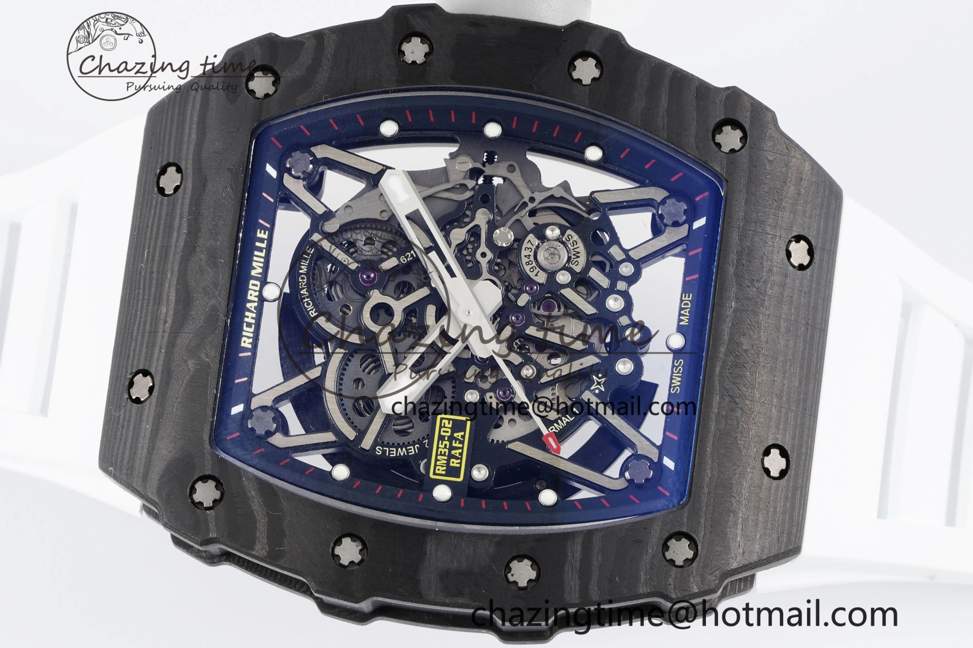 Original RM035-02 Real NTPT ZF 1:1 Best Edition Skeleton Dial on White Rubber Strap NH05A V3+ 9345