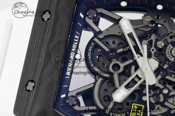 Original RM035-02 Real NTPT ZF 1:1 Best Edition Skeleton Dial on White Rubber Strap NH05A V3+ 9345