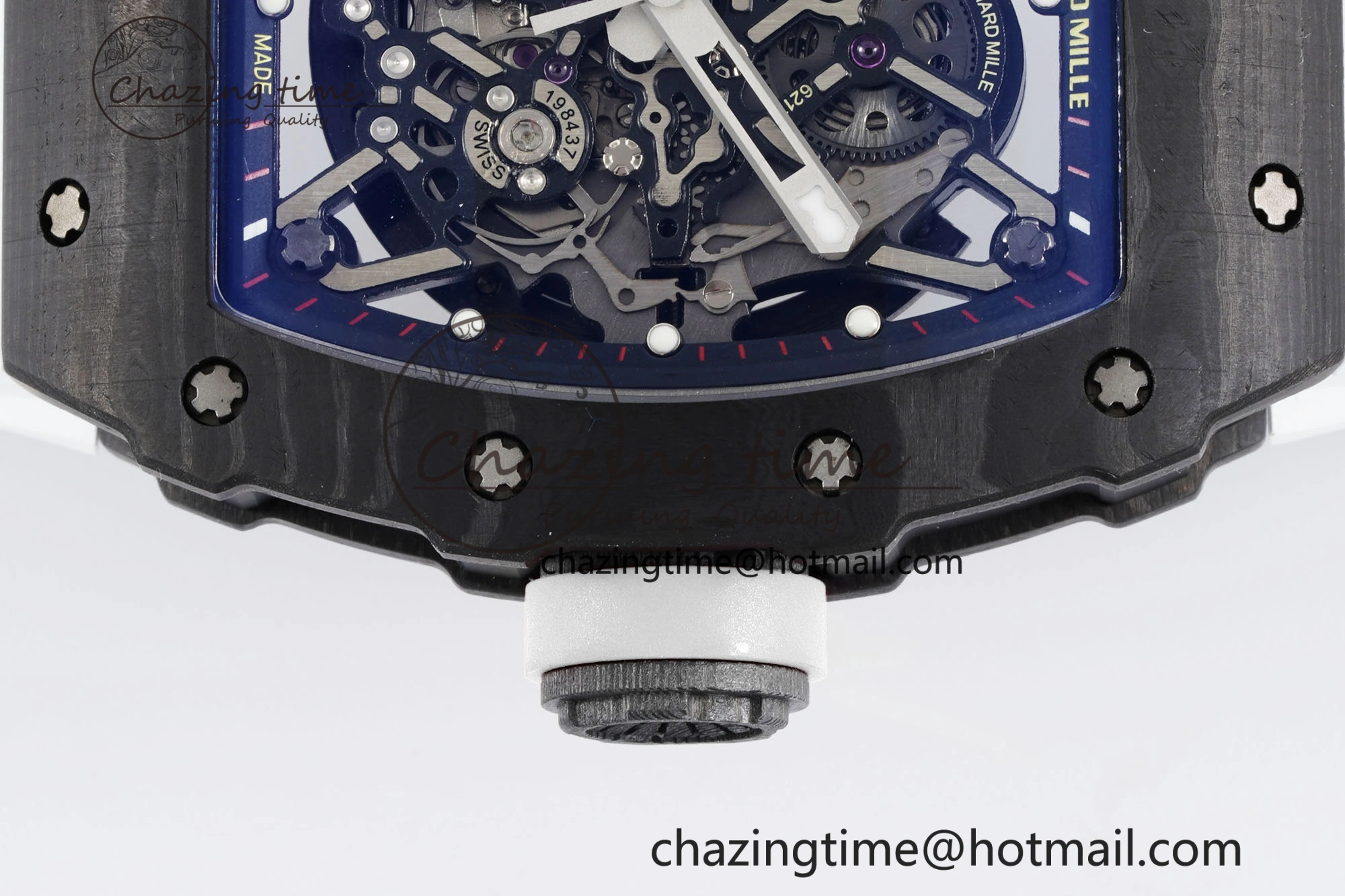 Original RM035-02 Real NTPT ZF 1:1 Best Edition Skeleton Dial on White Rubber Strap NH05A V3+ 9345