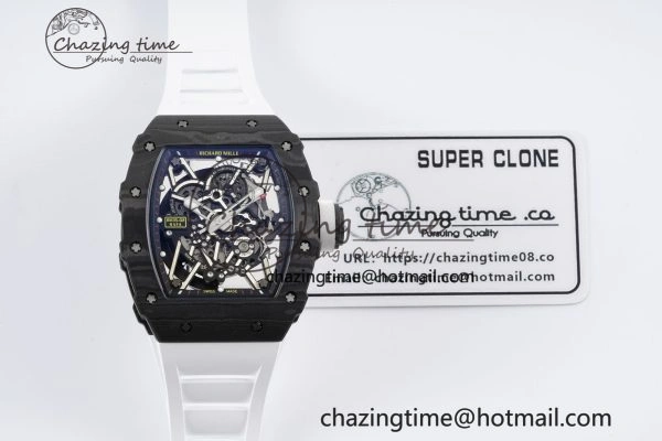 Original RM035-02 Real NTPT ZF 1:1 Best Edition Skeleton Dial on White Rubber Strap NH05A V3+ 9345