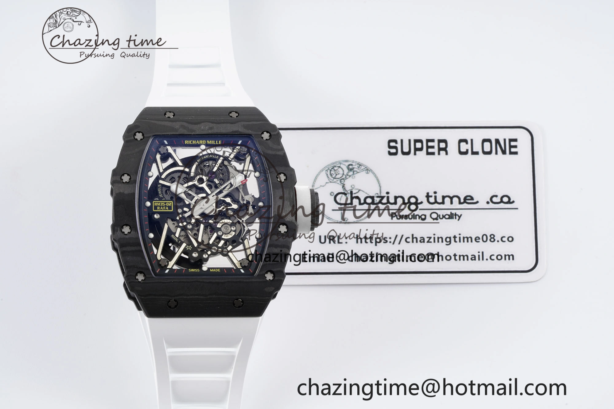 Original RM035-02 Real NTPT ZF 1:1 Best Edition Skeleton Dial on White Rubber Strap NH05A V3+ 9345