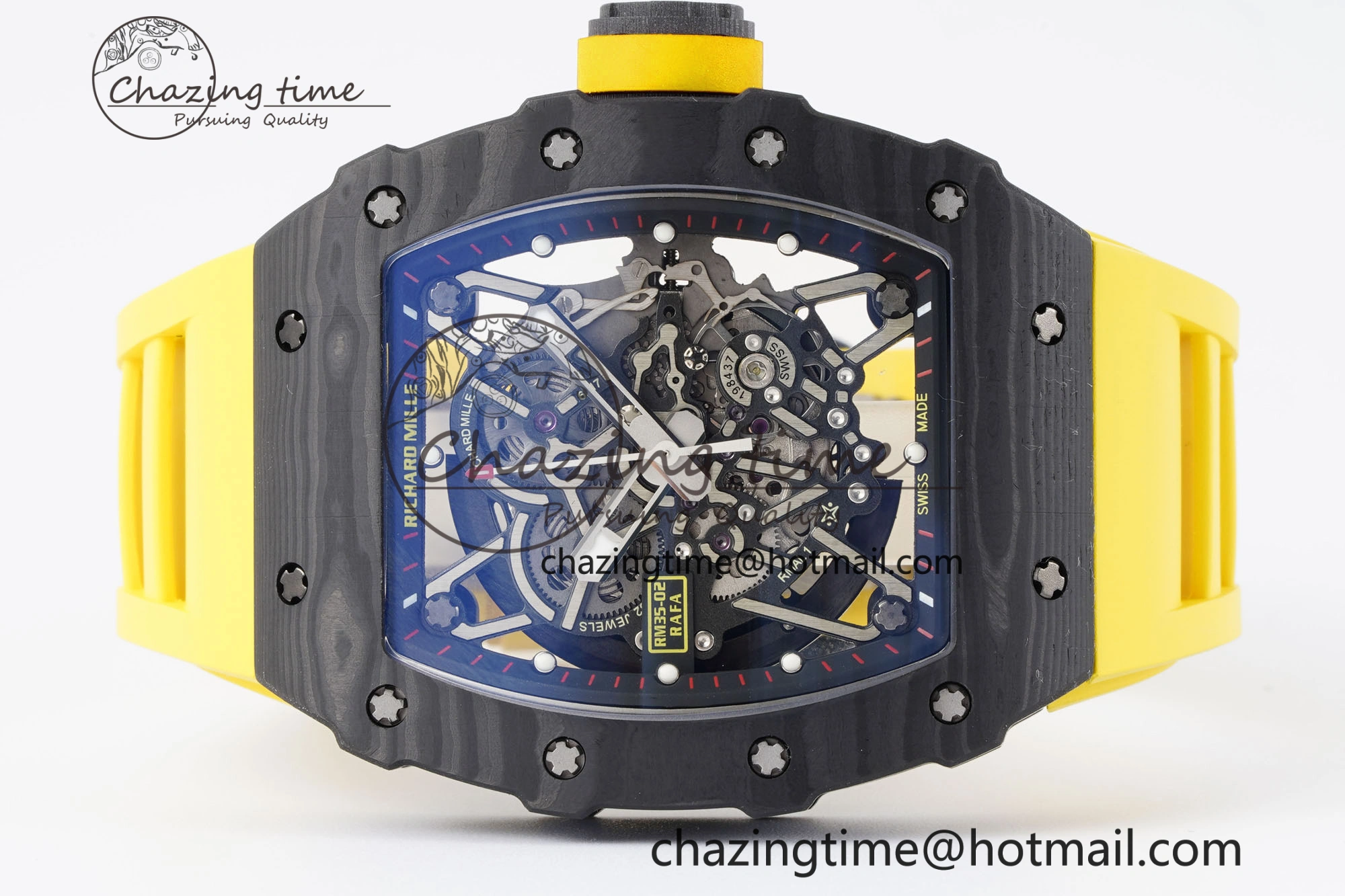 RM035-02 Real NTPT ZF 1:1 Best Edition Skeleton Dial on Yellow Rubber Strap NH05A V3+ Affordable 9347