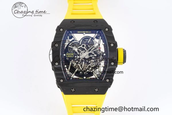 RM035-02 Real NTPT ZF 1:1 Best Edition Skeleton Dial on Yellow Rubber Strap NH05A V3+ Affordable 9347