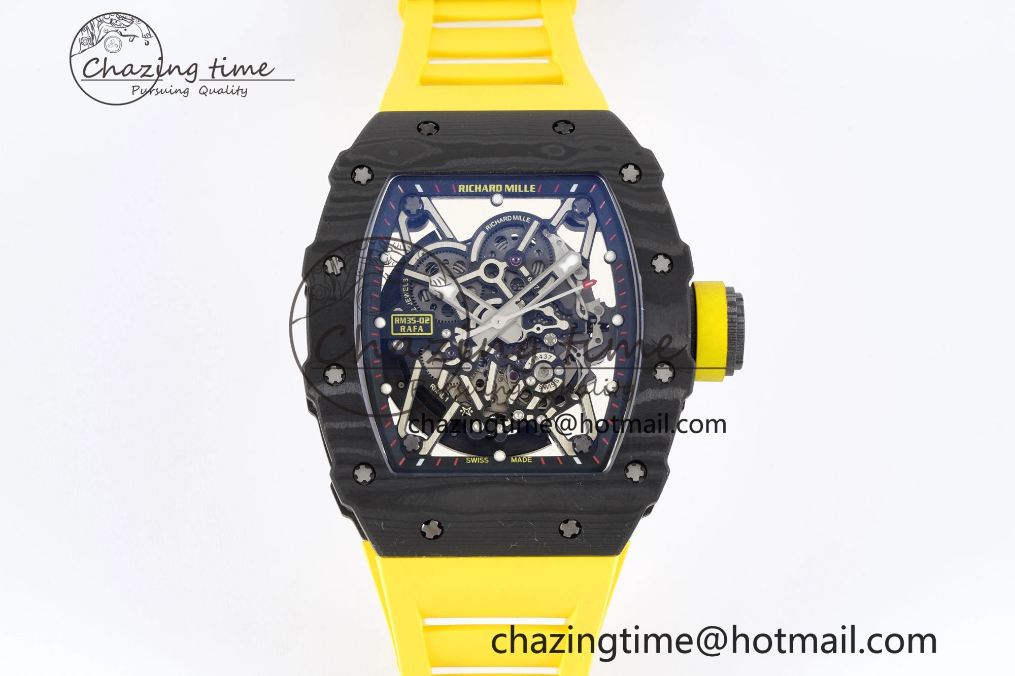 RM035-02 Real NTPT ZF 1:1 Best Edition Skeleton Dial on Yellow Rubber Strap NH05A V3+ Affordable 9347