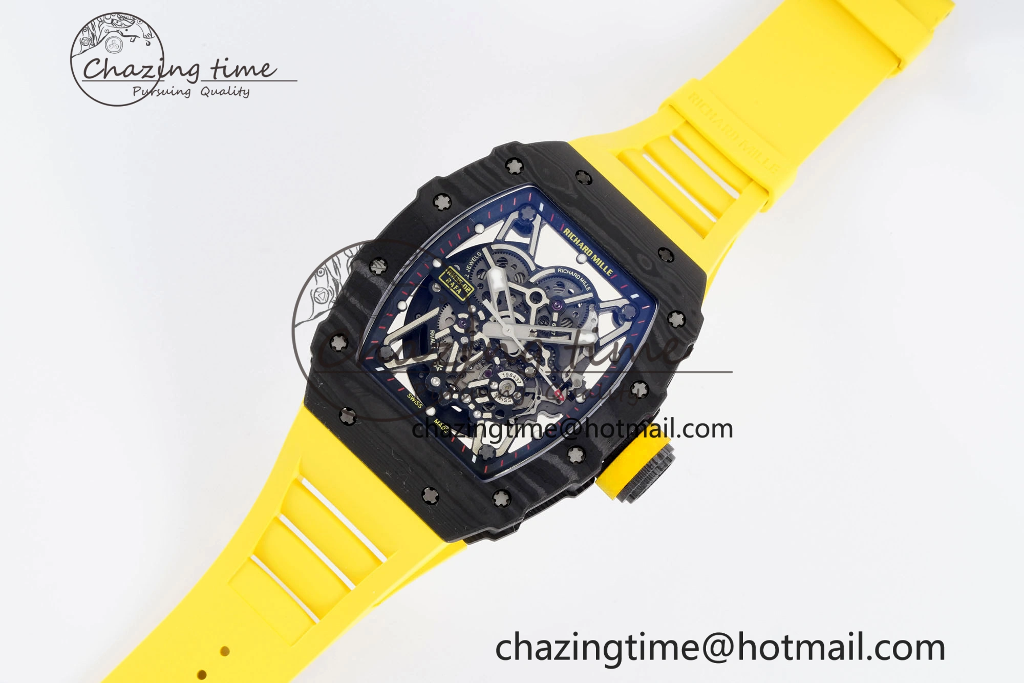 RM035-02 Real NTPT ZF 1:1 Best Edition Skeleton Dial on Yellow Rubber Strap NH05A V3+ Affordable 9347