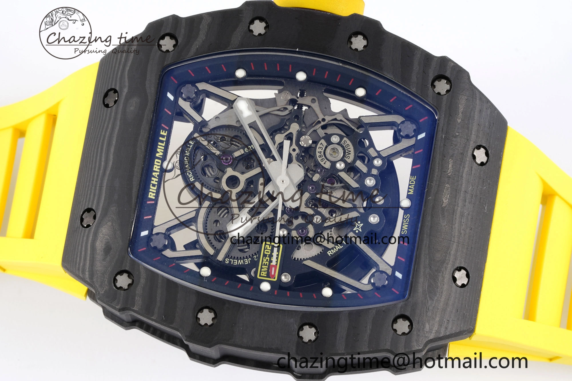 RM035-02 Real NTPT ZF 1:1 Best Edition Skeleton Dial on Yellow Rubber Strap NH05A V3+ Affordable 9347